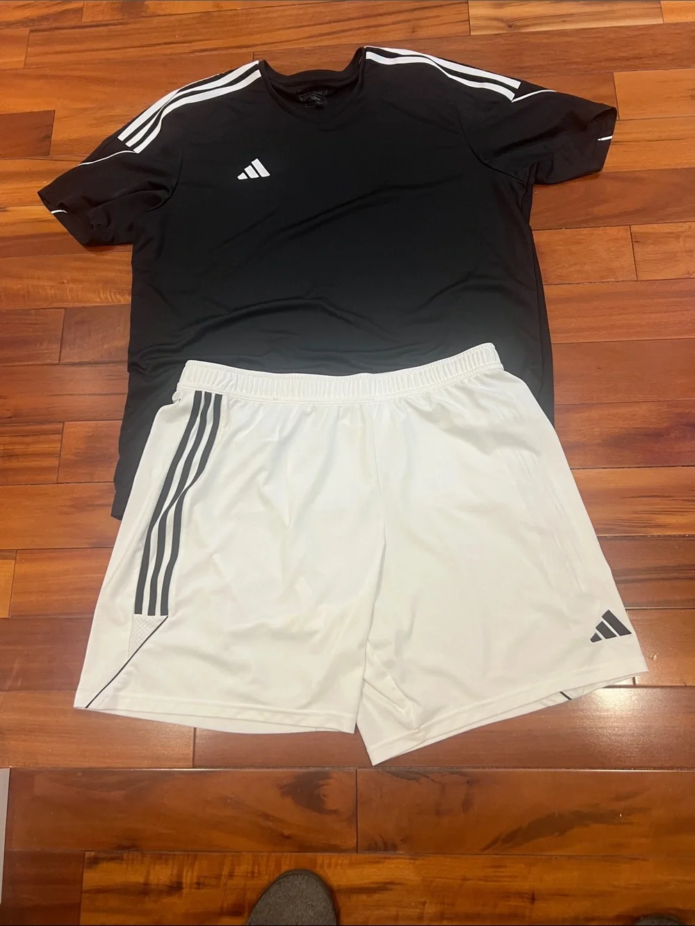 Adidas Men’s White Athletic Shorts Black Stripe Black Soccer Jersey Bag